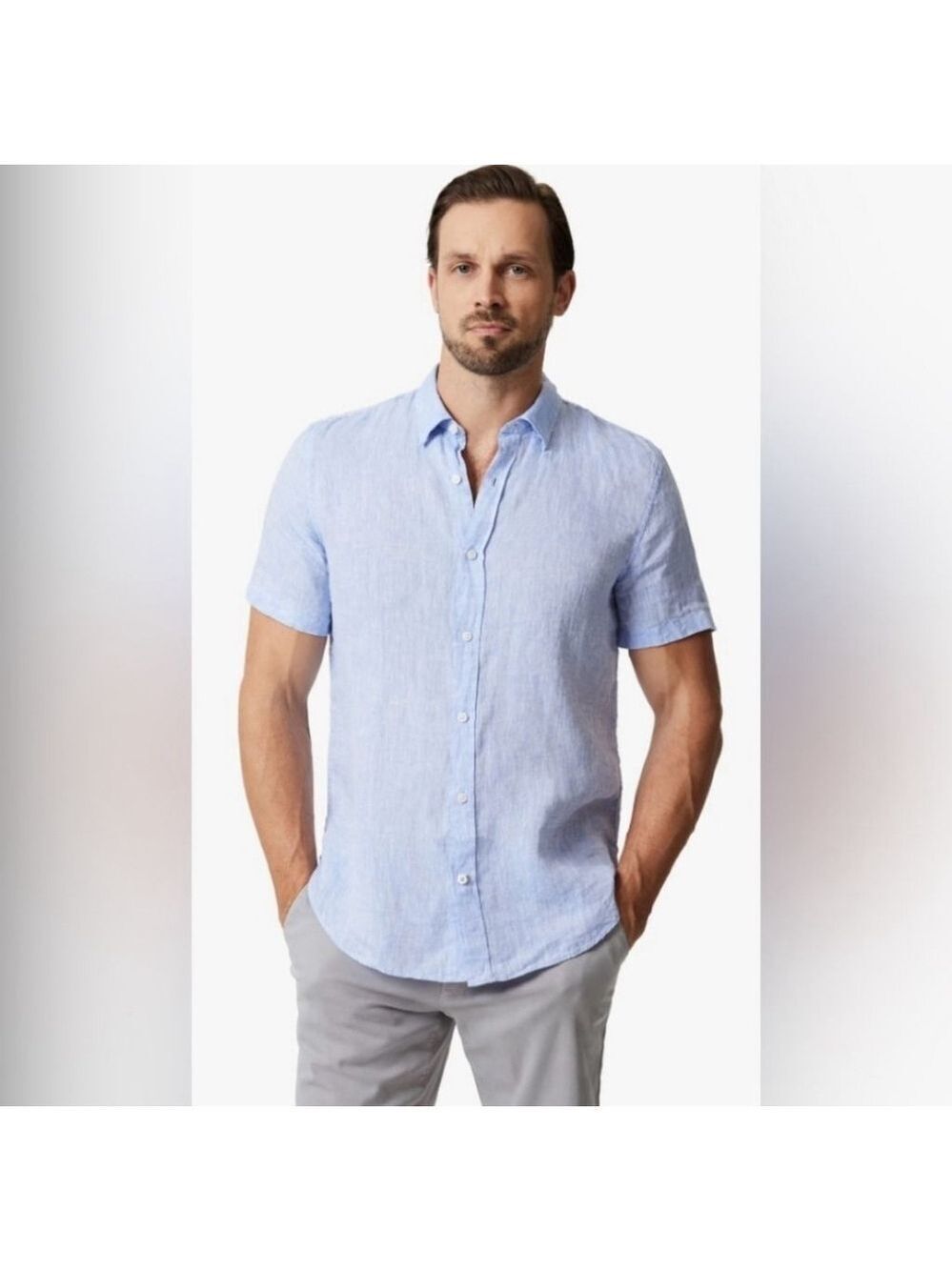NWOT Heritage Report Collection Short Sleeve Linen Shirt Sz XL - Picture 1 of 8